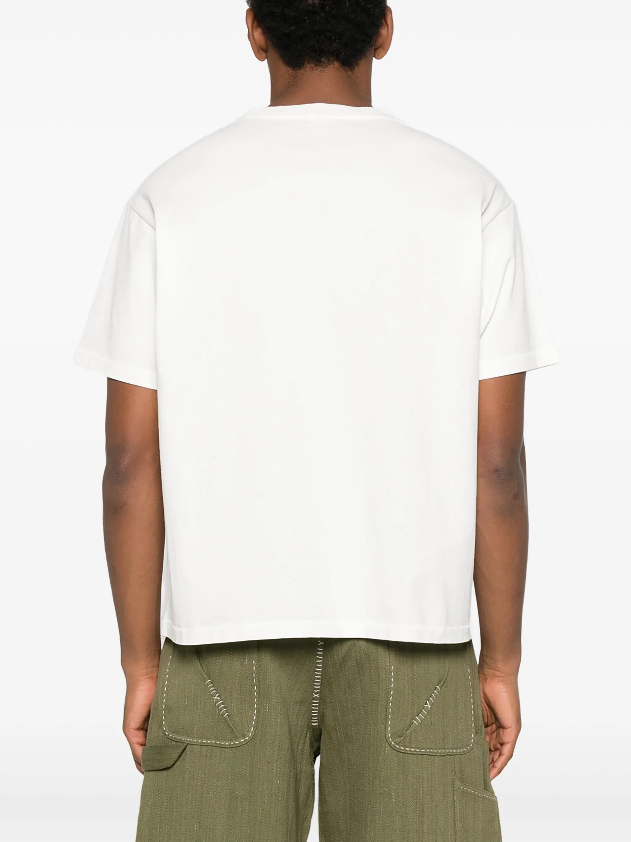 beaded leaf-pocket T-shirt