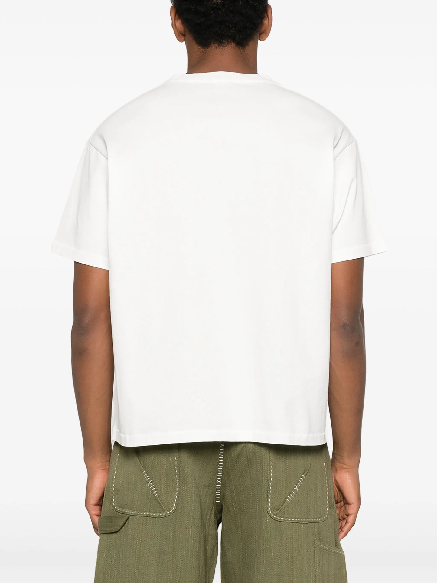 beaded leaf-pocket T-shirt