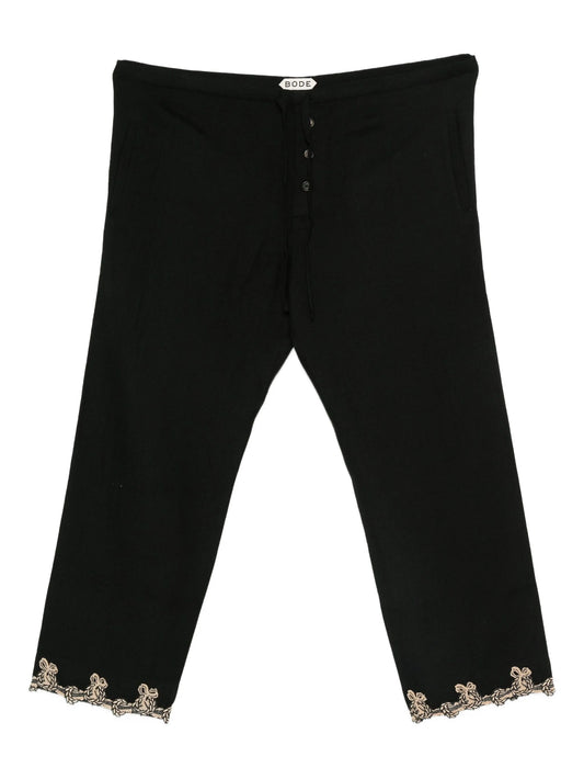 lace-trimmed drawstring trousers