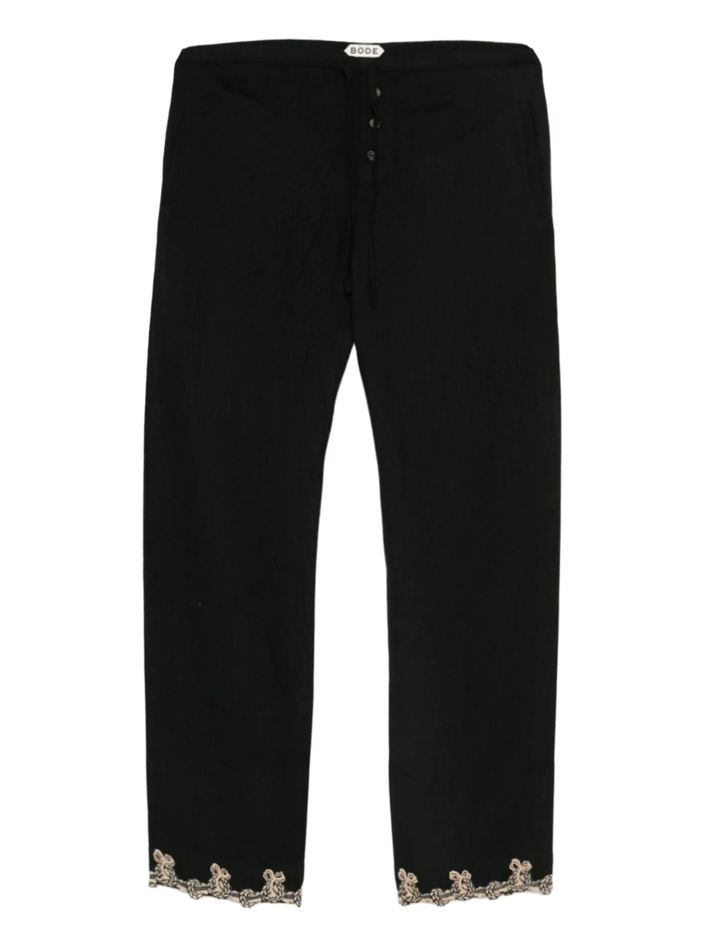 lace-trimmed drawstring trousers
