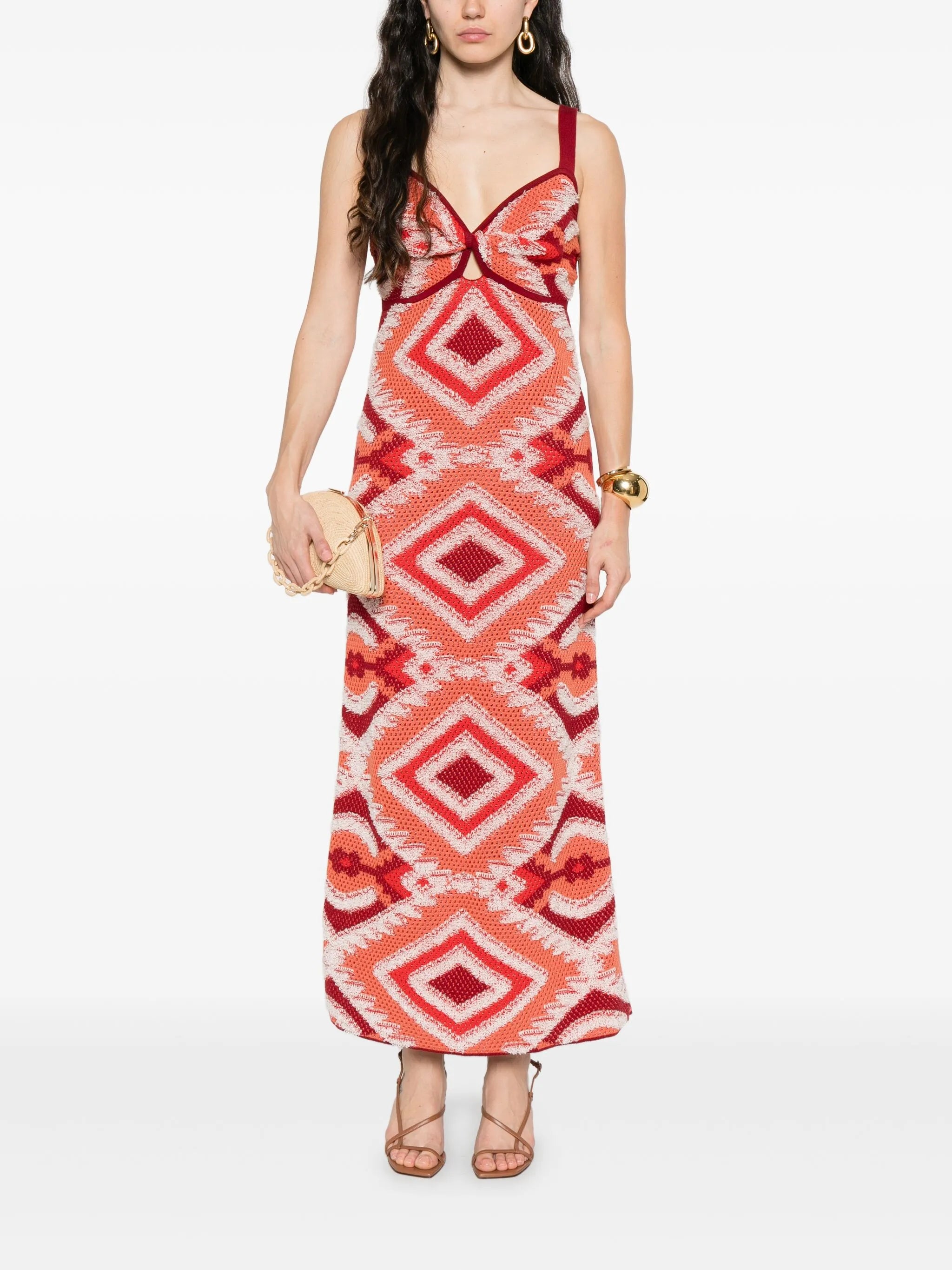 Vintage Affair geometric-pattern midi dress