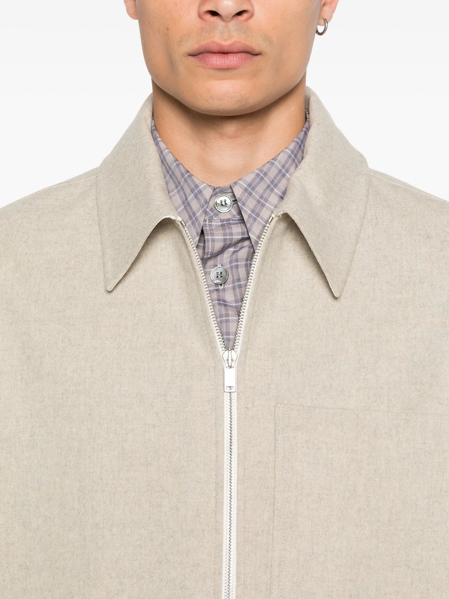 flannel wool polo shirt