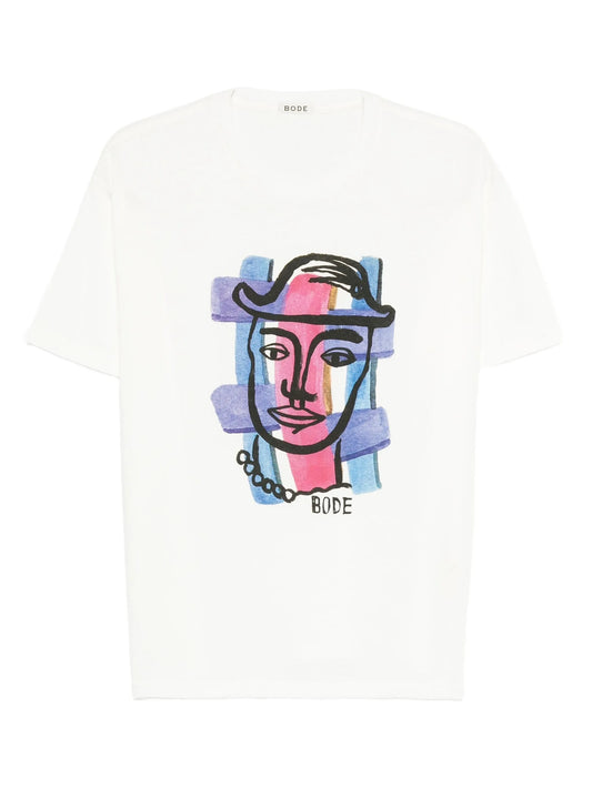 hat-print T-shirt