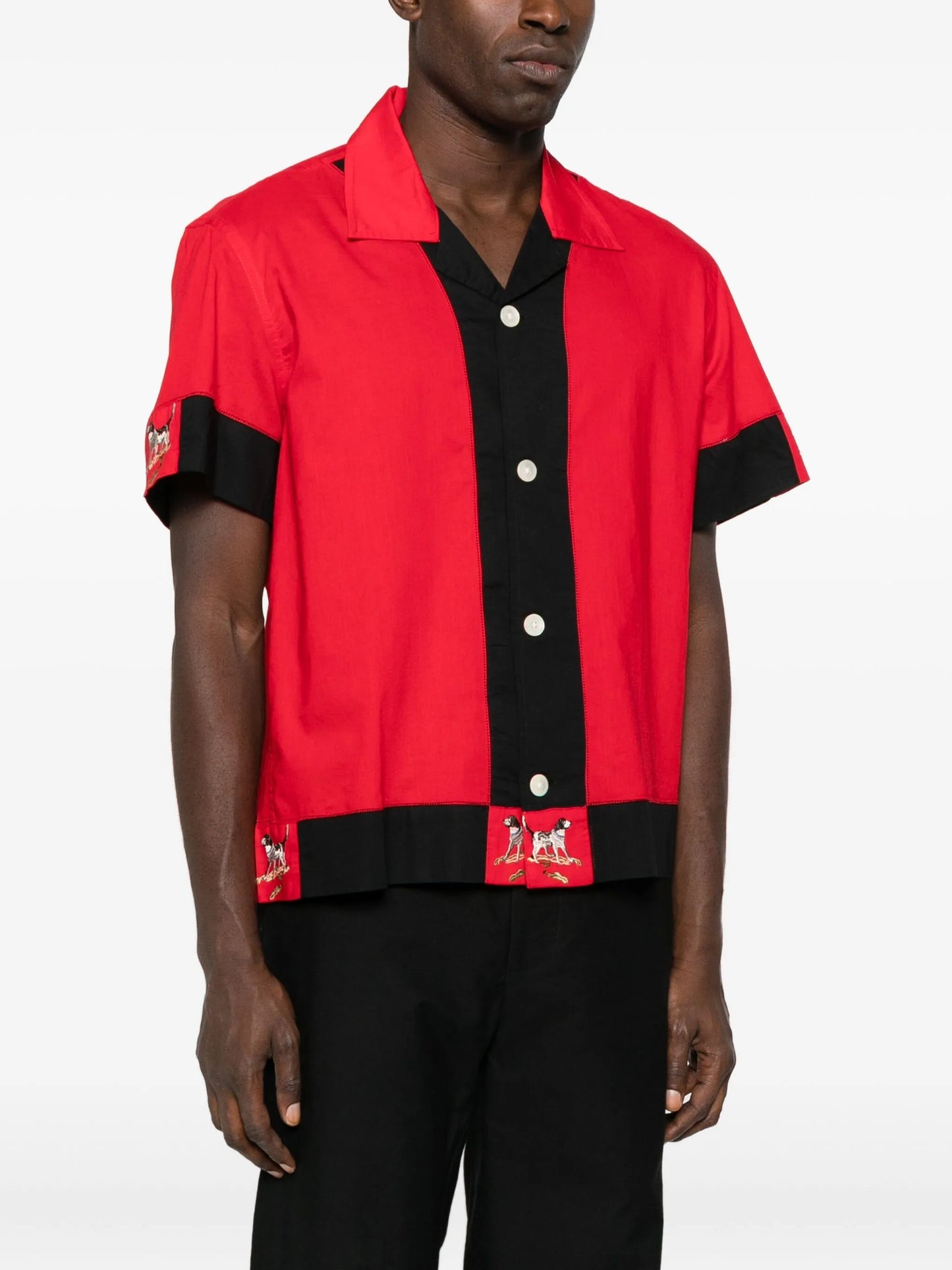 dog-print panelled shirt