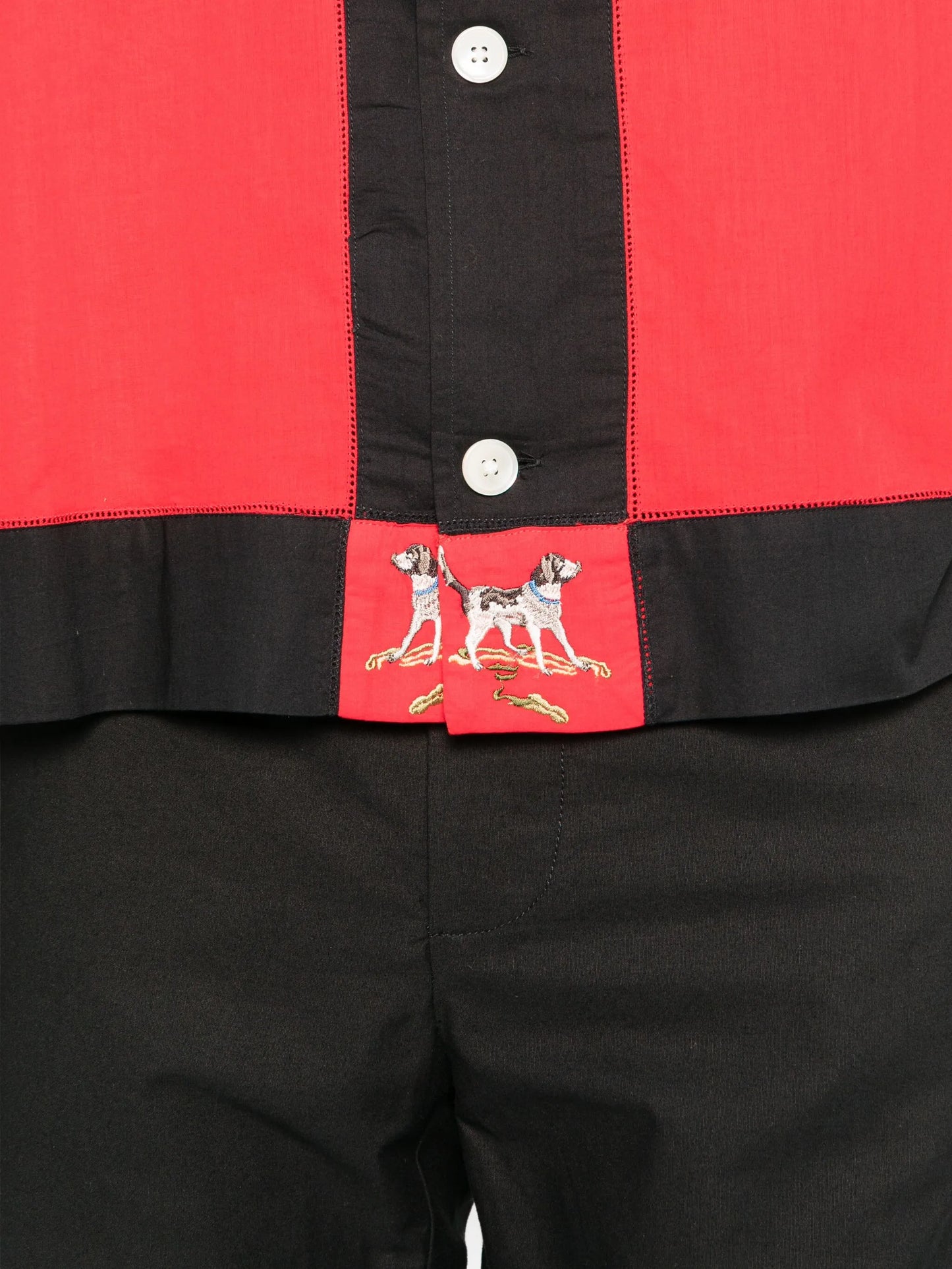 dog-print panelled shirt