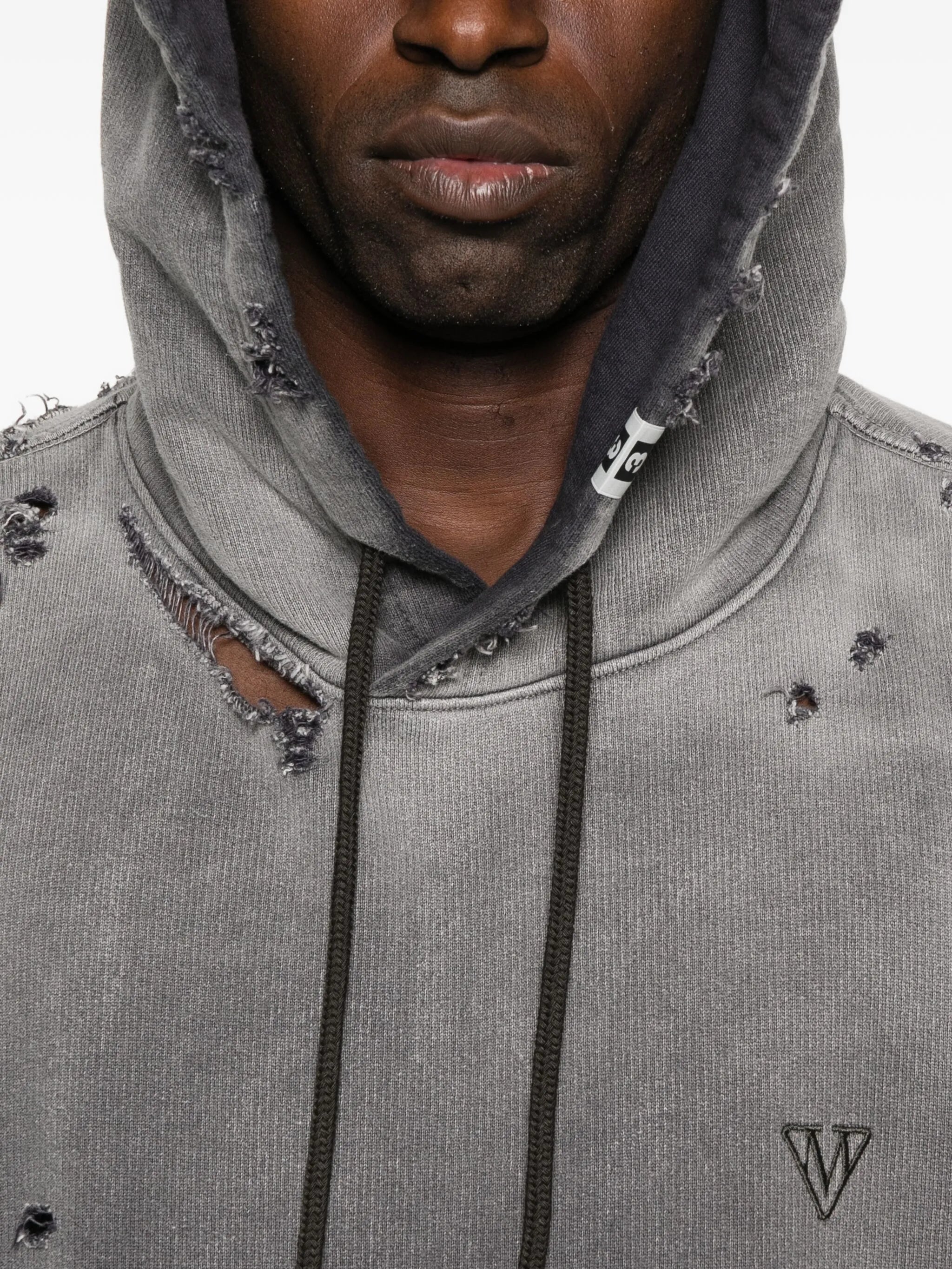 distressed cotton hoodie