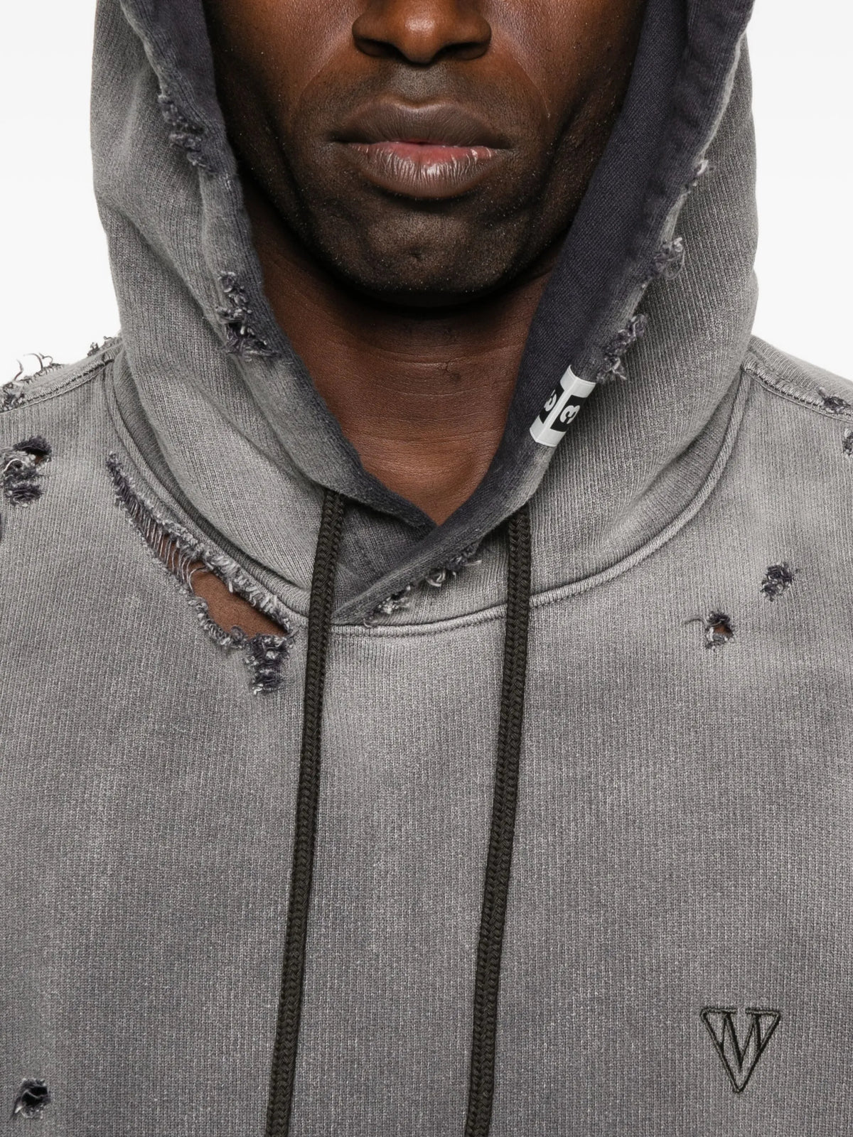 distressed cotton hoodie