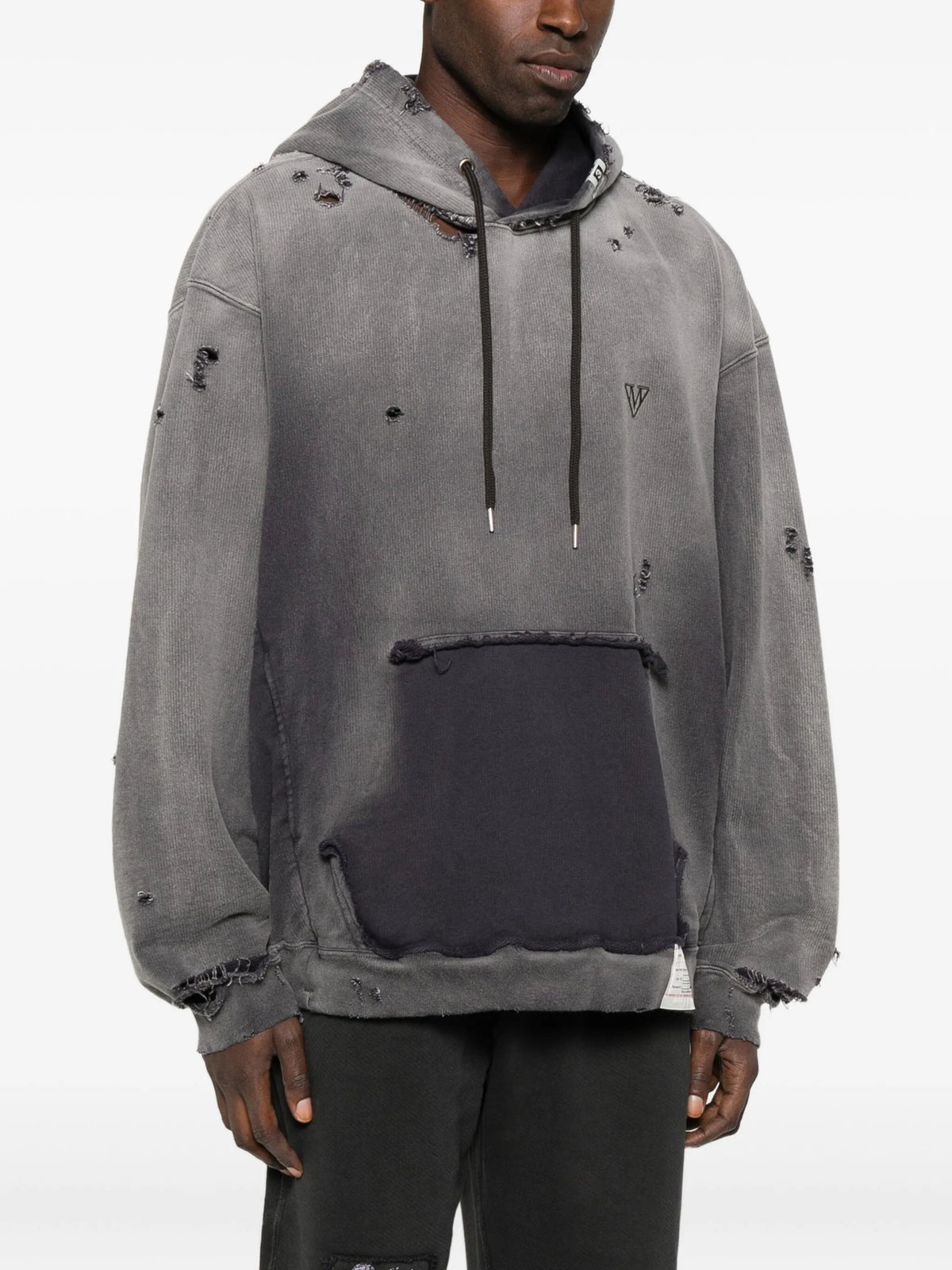 distressed cotton hoodie