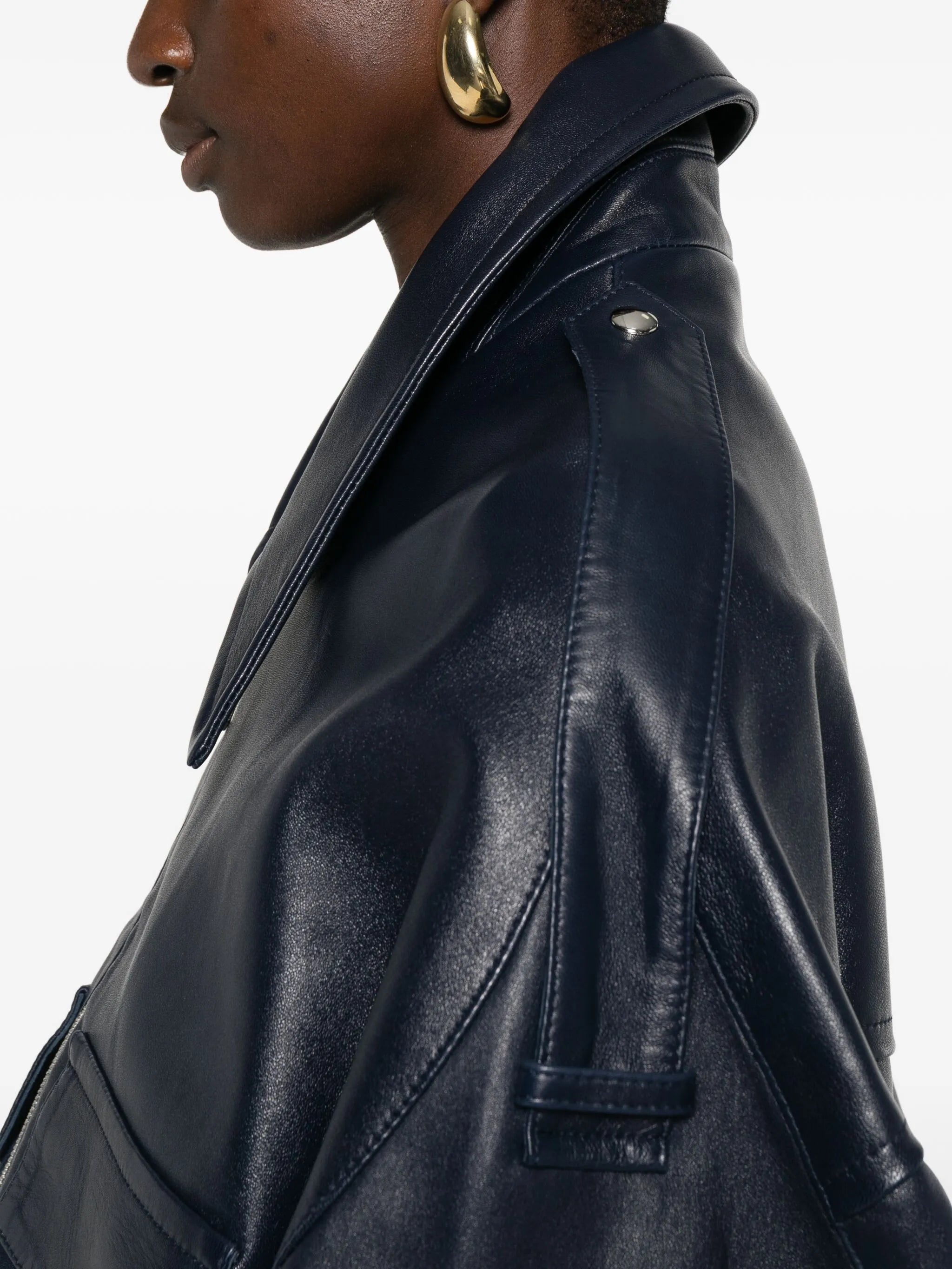 leather zip-up bomber jacket