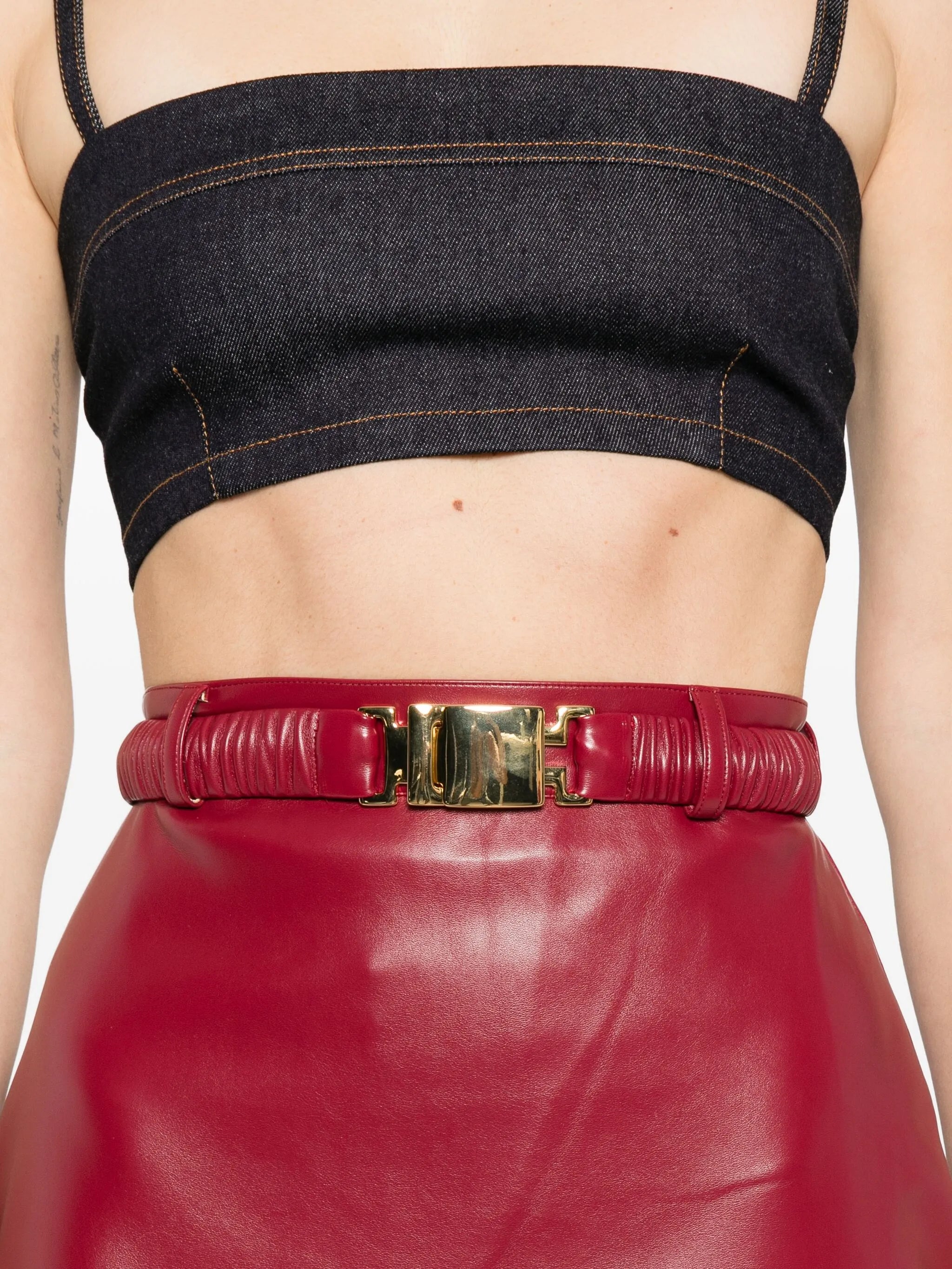 belted midi skirt