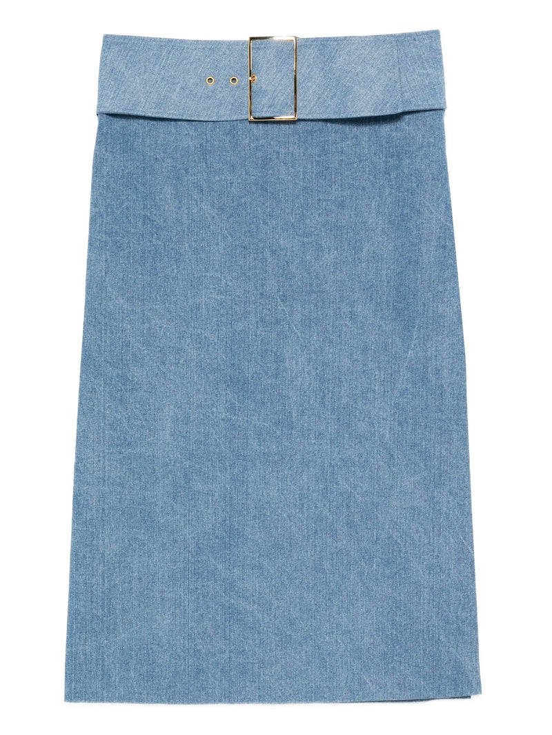 Rowen Rose belted denim midi skirt