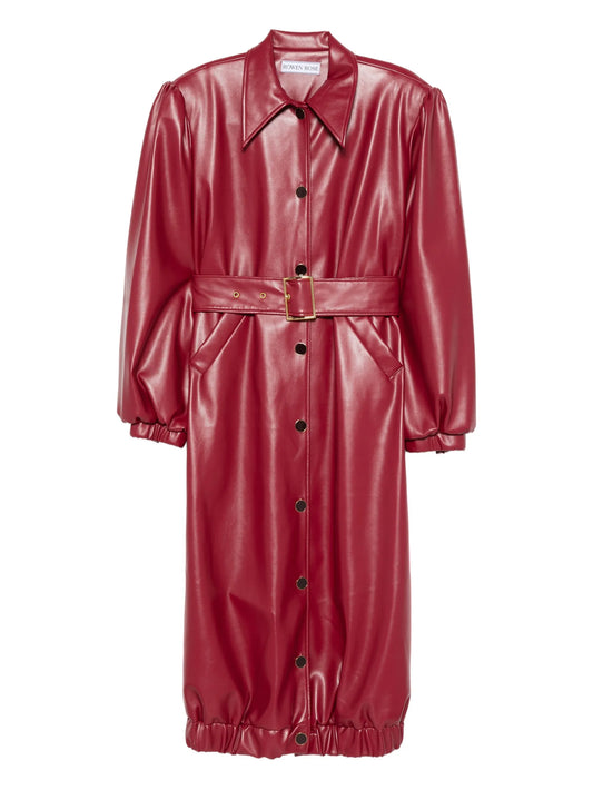 belted puff-sleeve coat