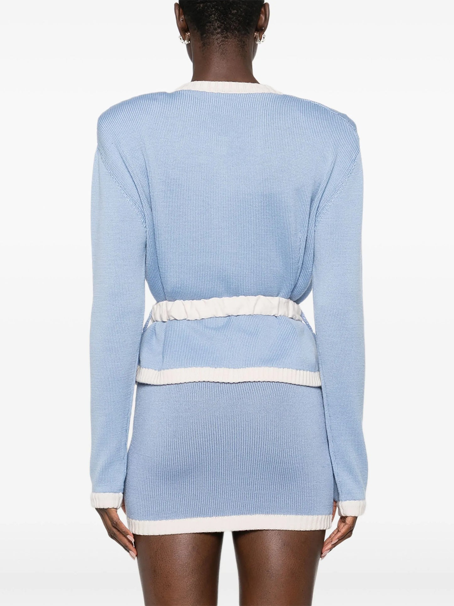 two-tone belted cardigan