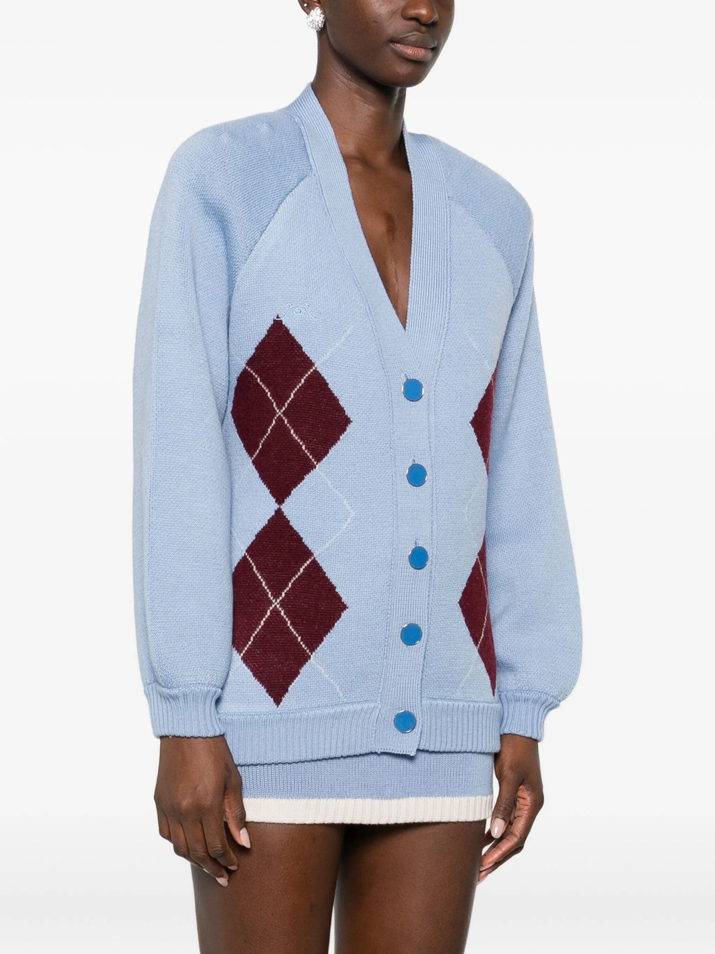 argyle-pattern cardigan