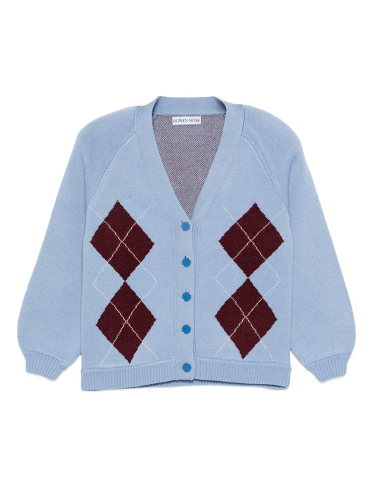argyle-pattern cardigan