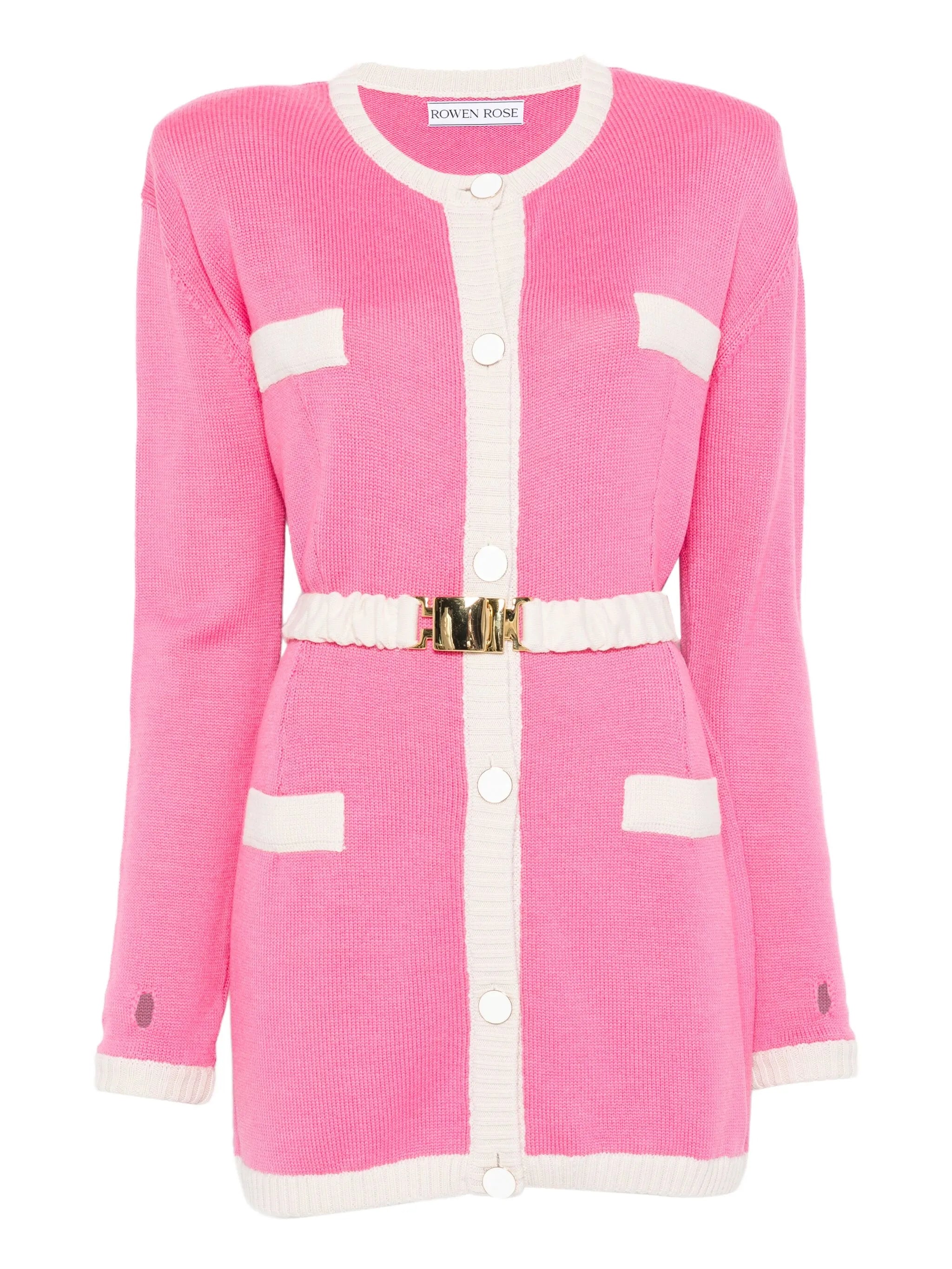 two-tone belted cardigan