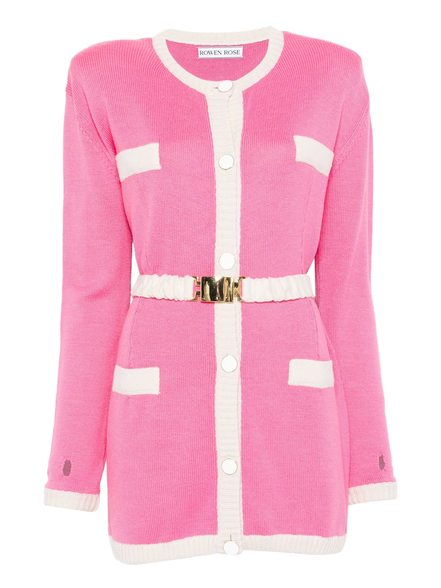 two-tone belted cardigan
