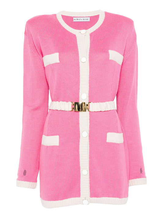 two-tone belted cardigan