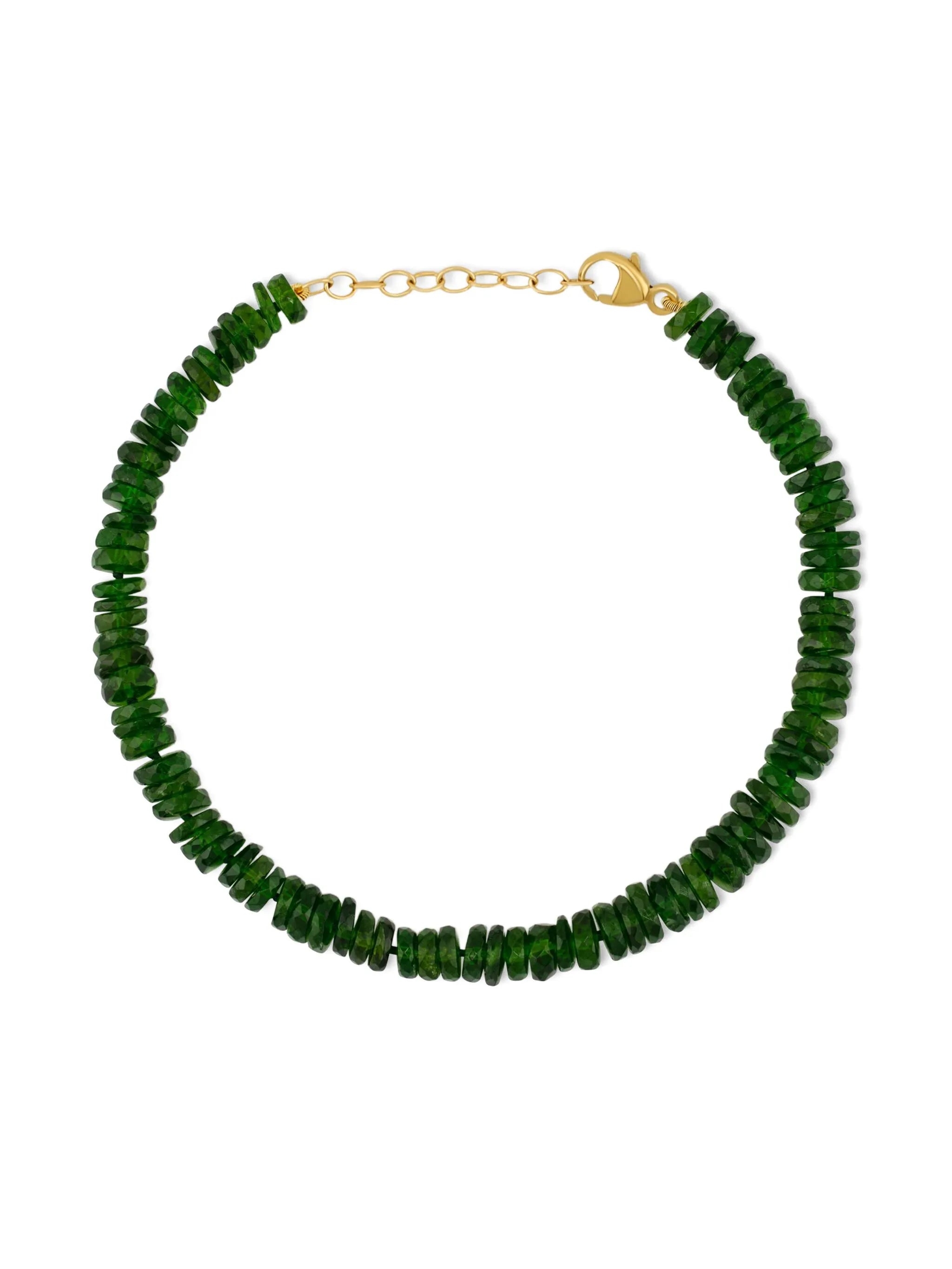 14K yellow gold Aurora chrome-diopside bracelet