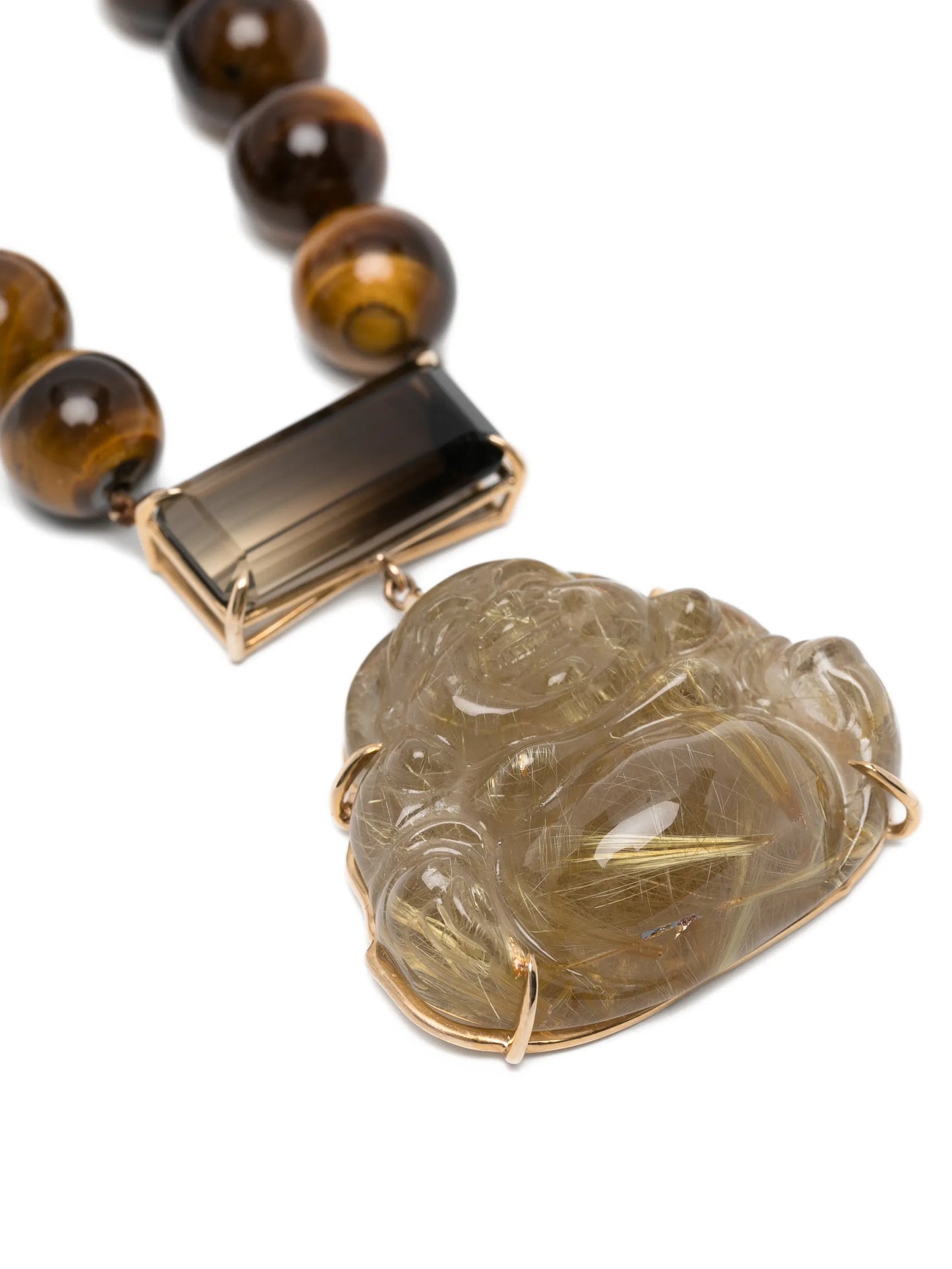 Happy Buddha quartz and tigers-eye necklace