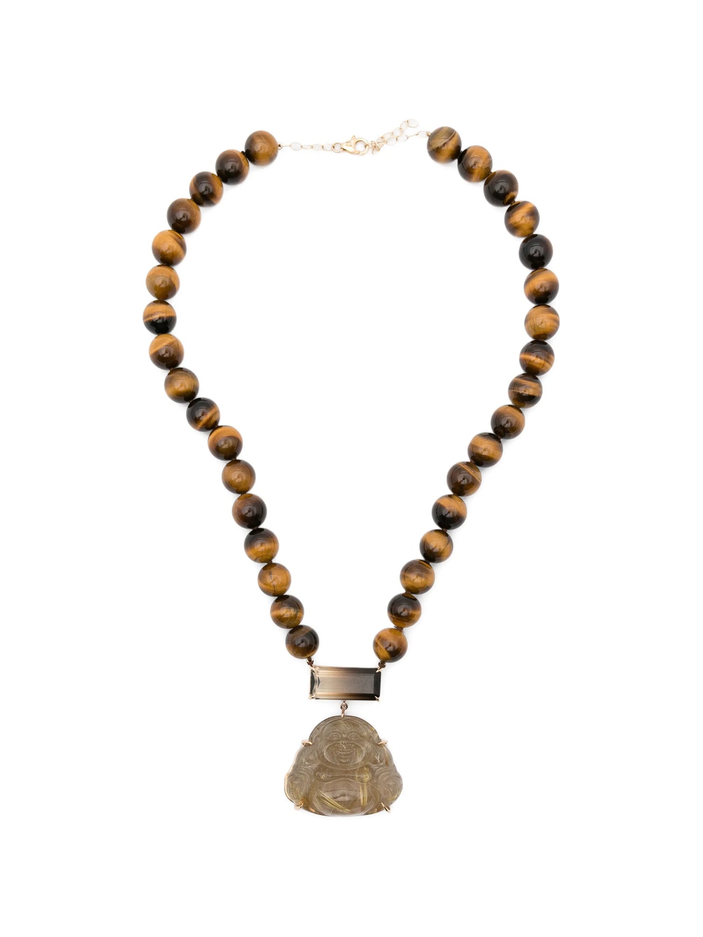 Happy Buddha quartz and tigers-eye necklace