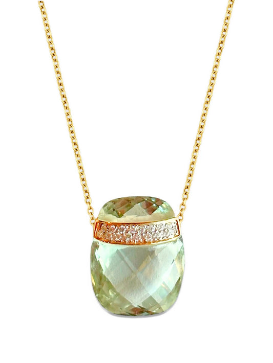 14K yellow gold amethyst and diamond bar necklace