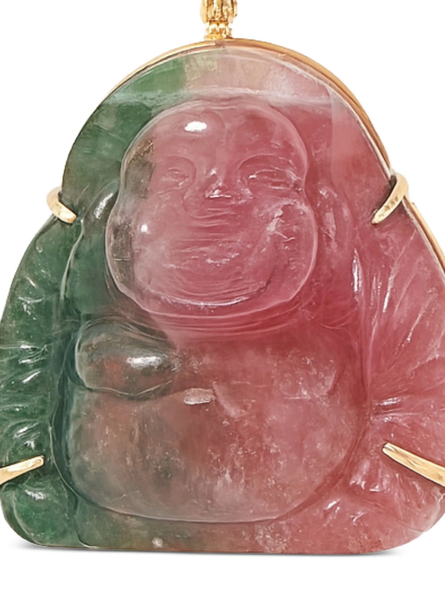 14K yellow gold Happy Buddha tourmaline necklace