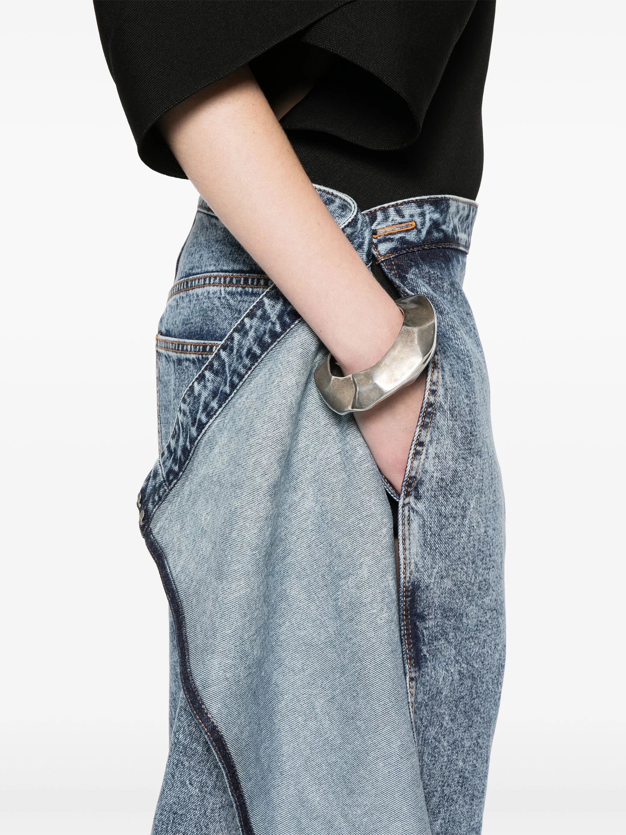 wrap wide-leg jeans