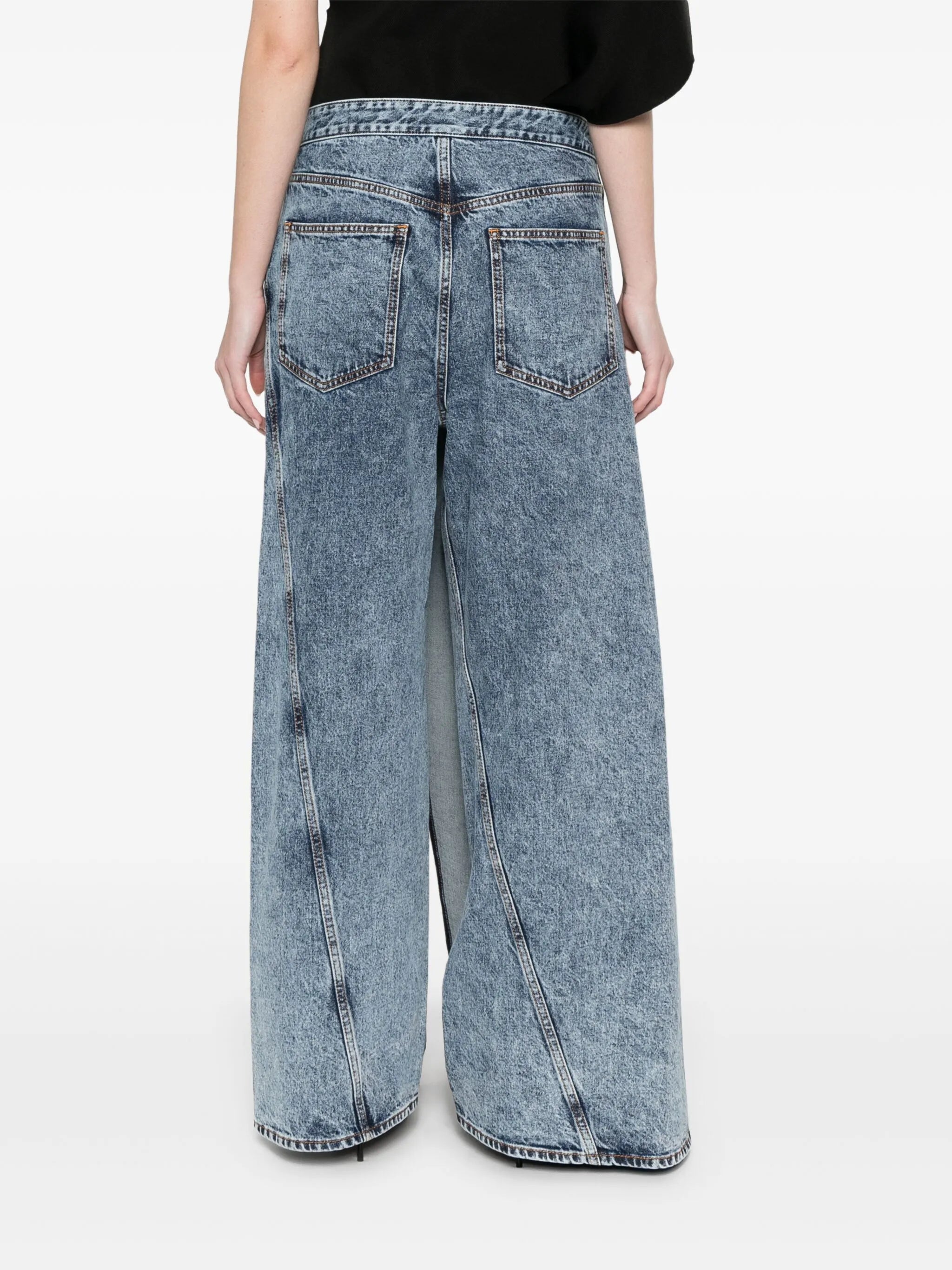 wrap wide-leg jeans