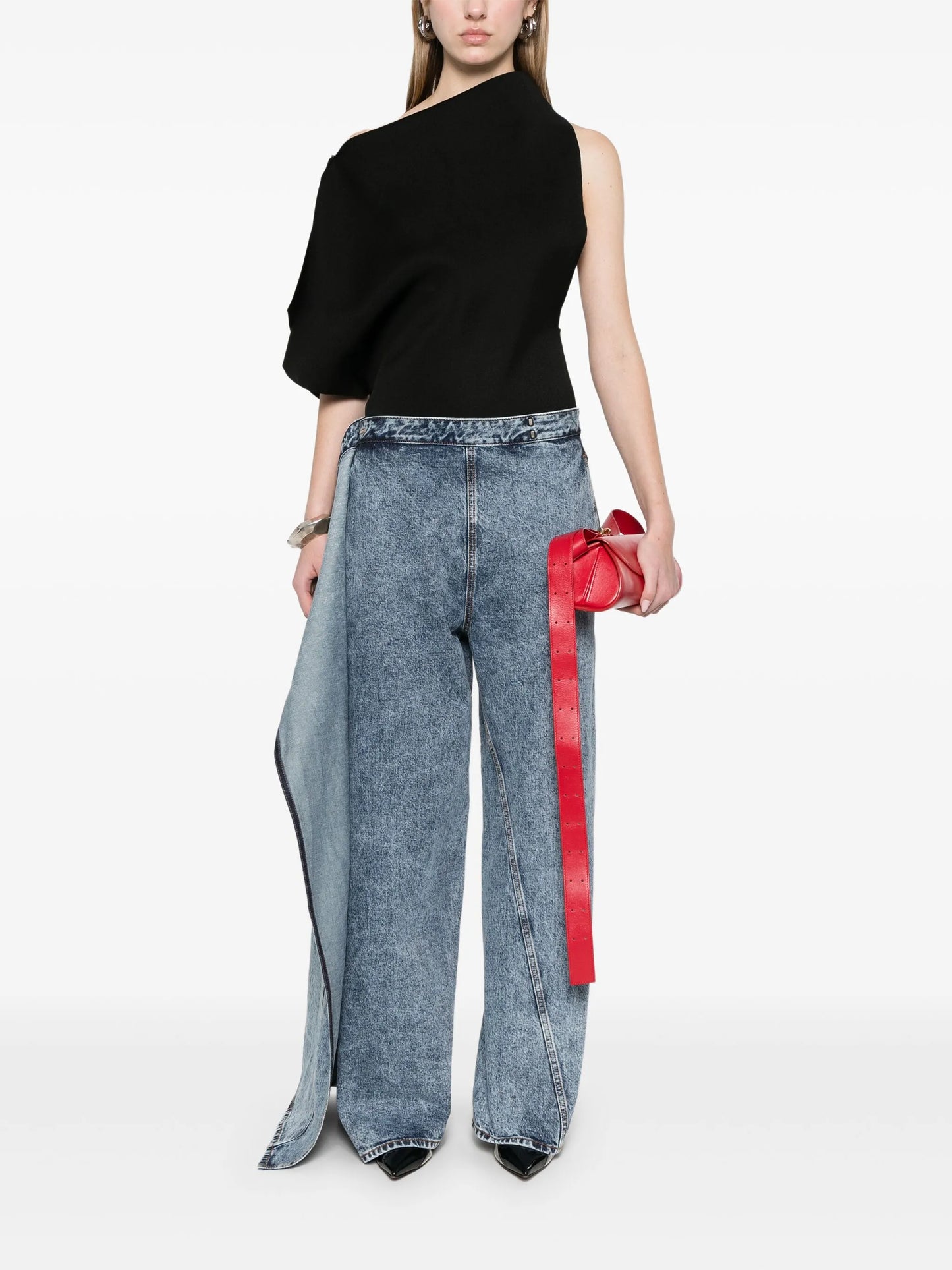 wrap wide-leg jeans