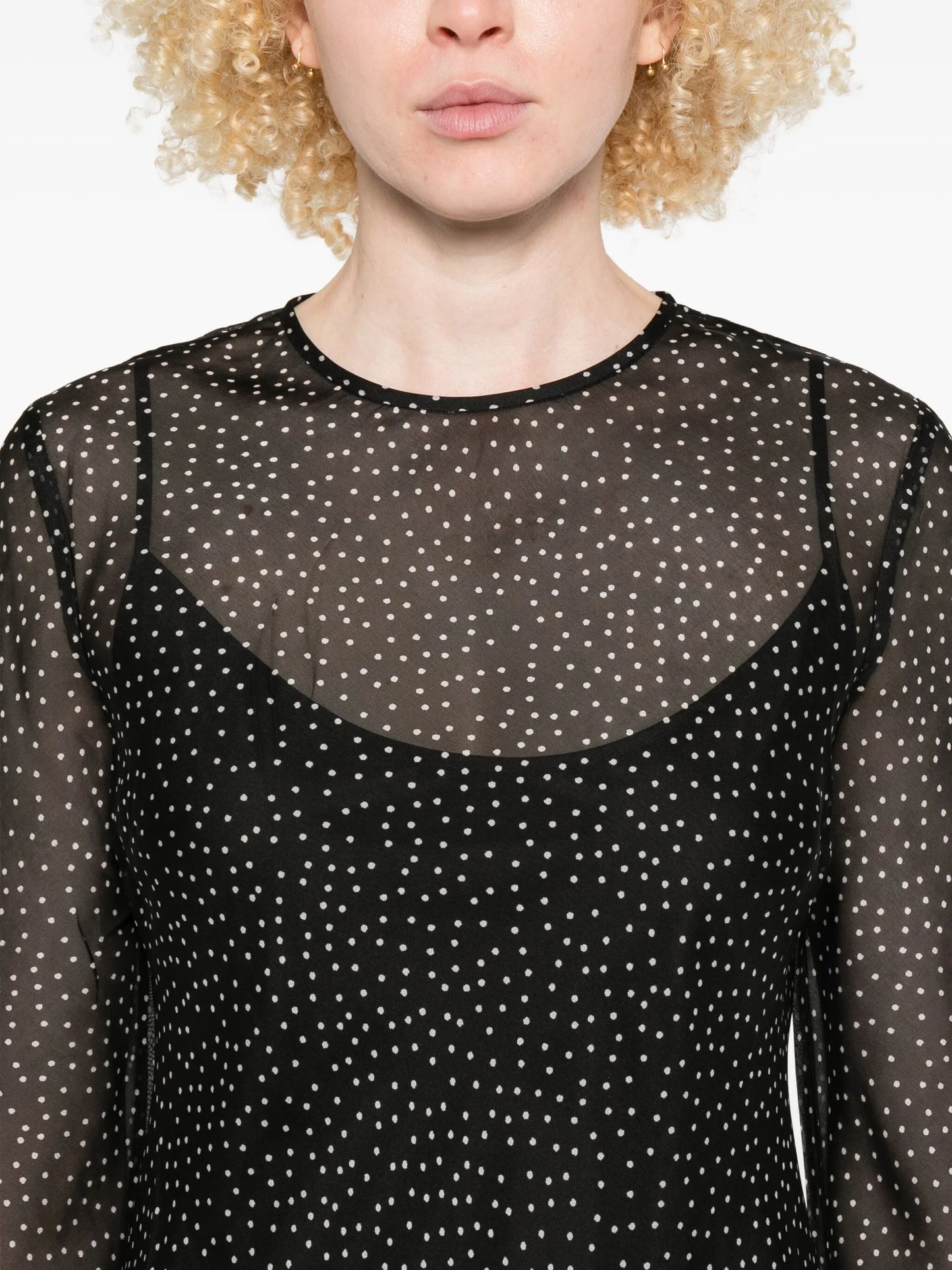 Lisander polka-dot long-sleeve dress