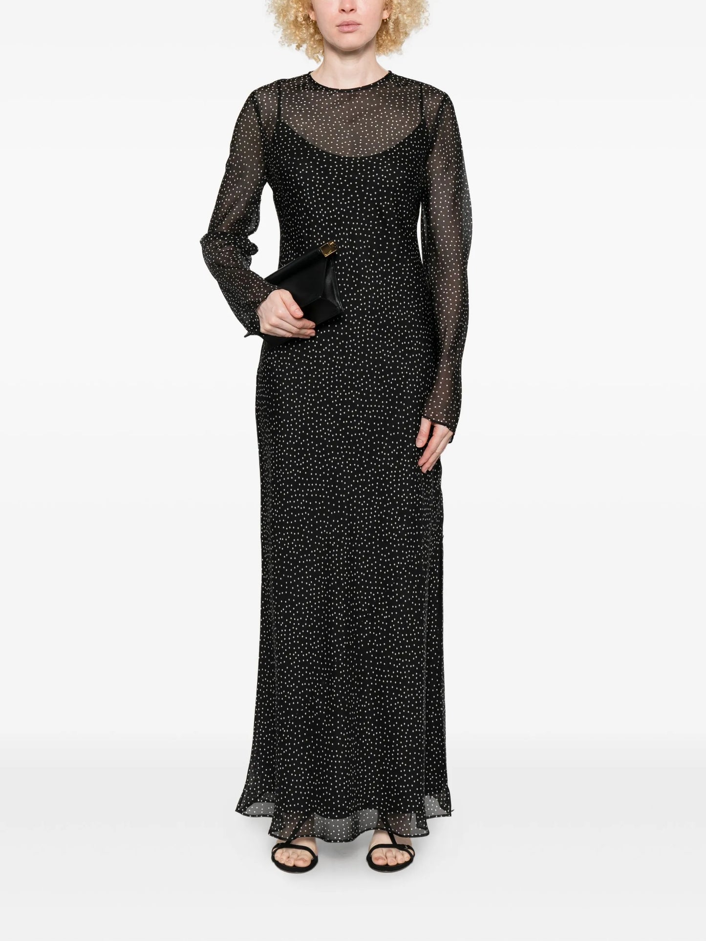 Lisander polka-dot long-sleeve dress