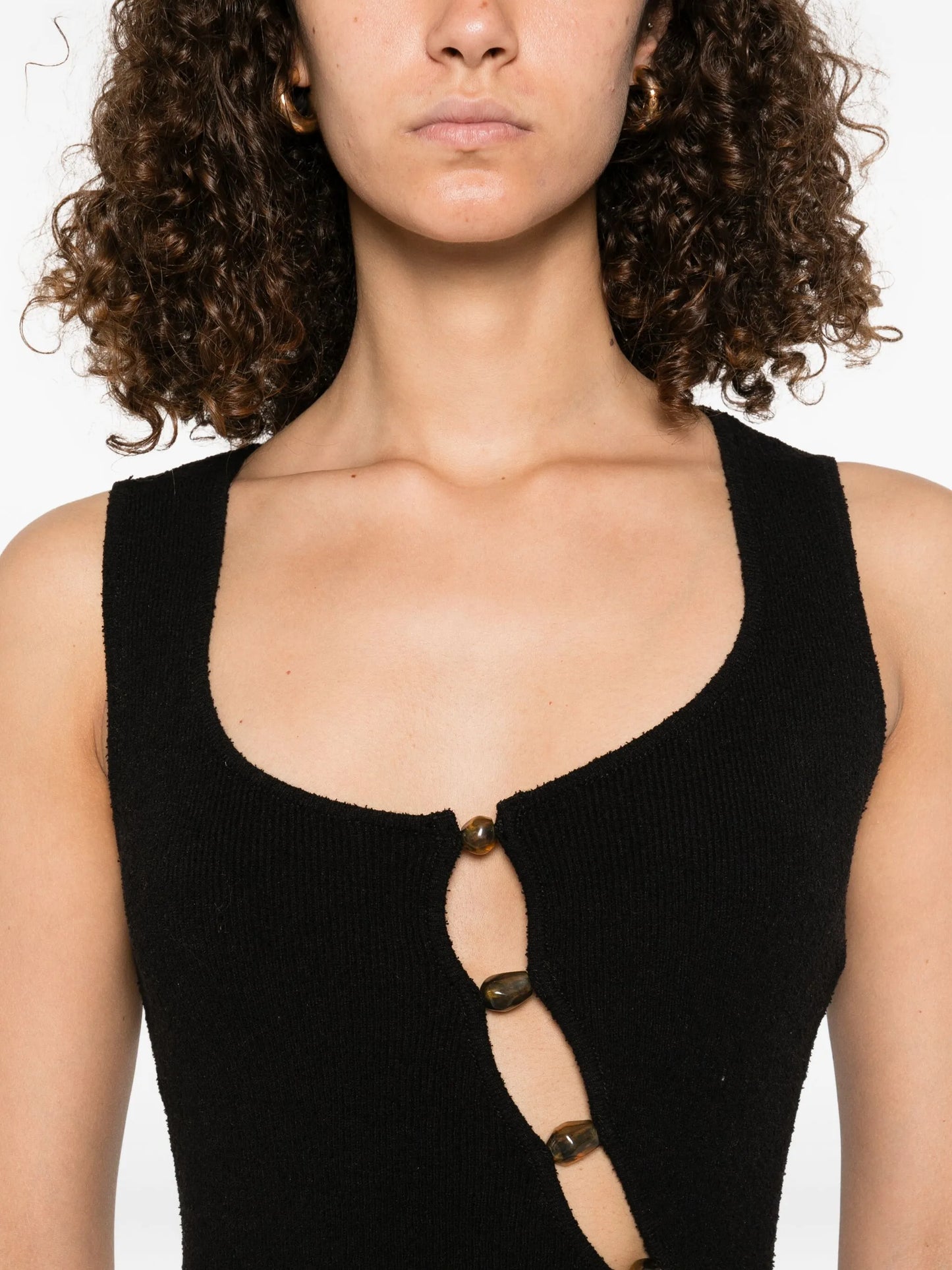 beaded cut-out tank top