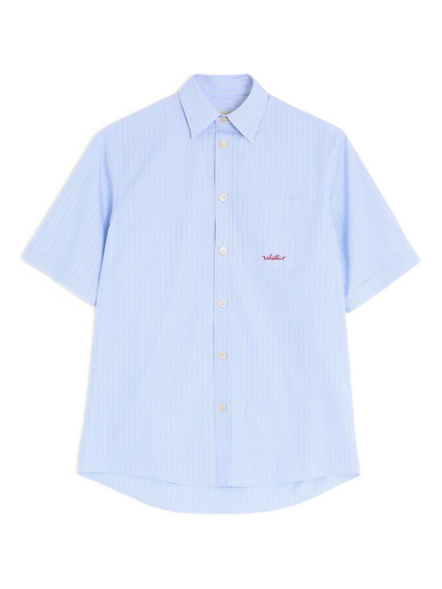 striped-pattern embroidered-logo shirt