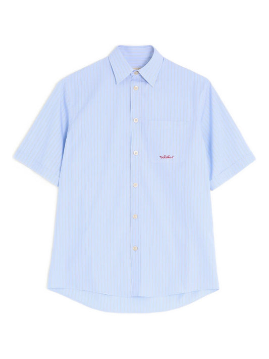 striped-pattern embroidered-logo shirt