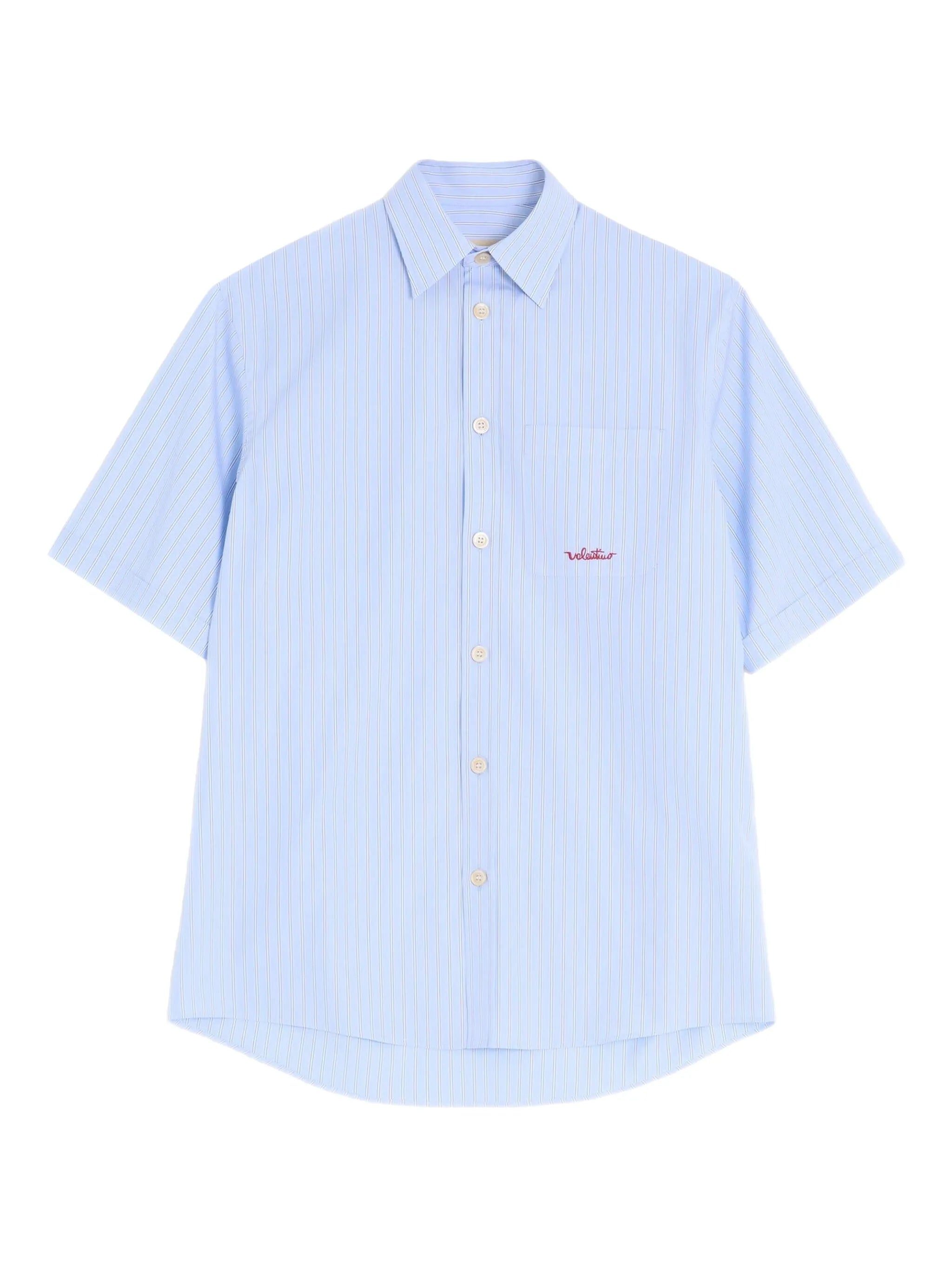 striped-pattern embroidered-logo shirt