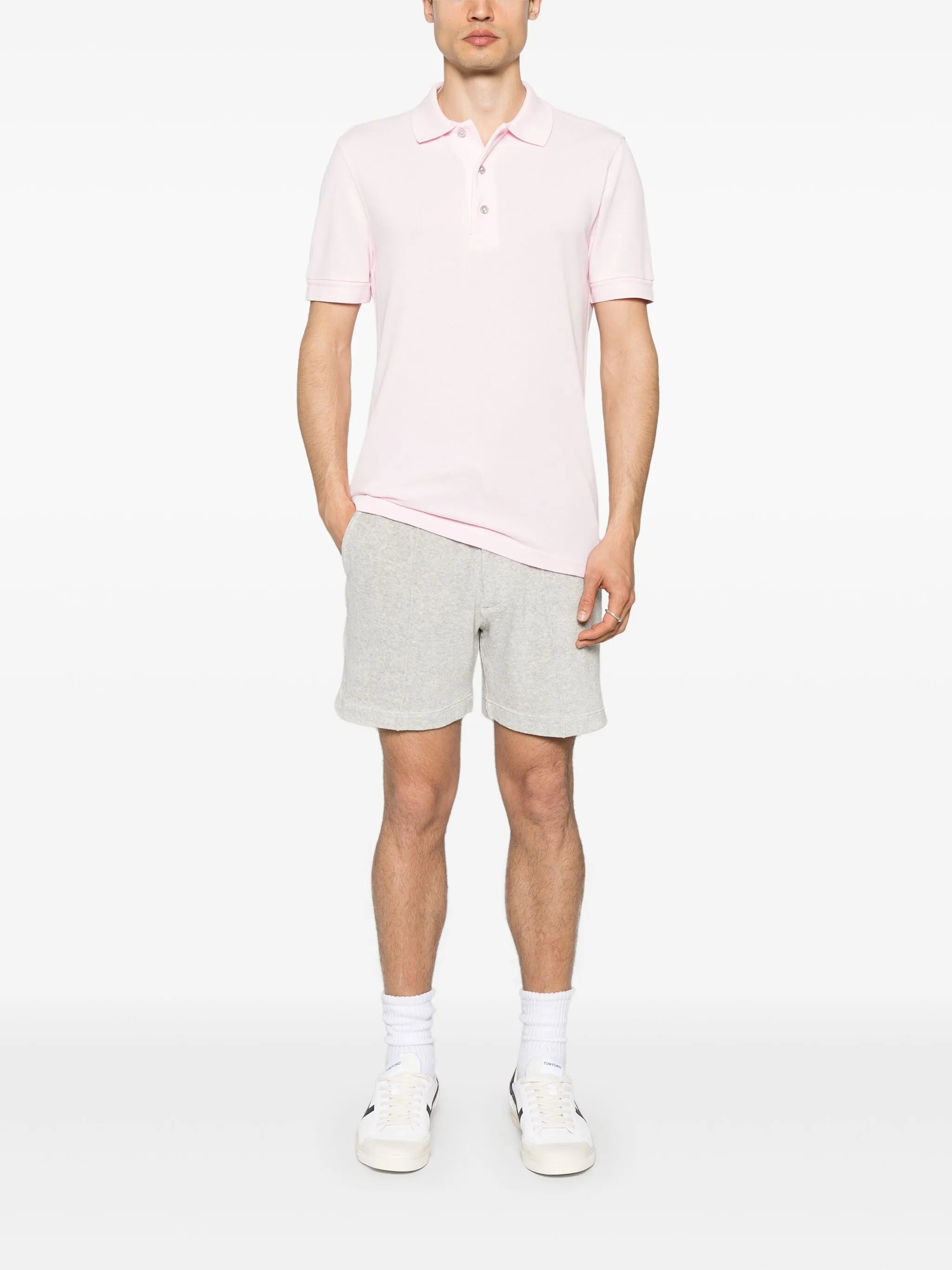 piped-trim track shorts