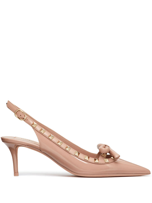60mm Rockstud Bow slingback pumps