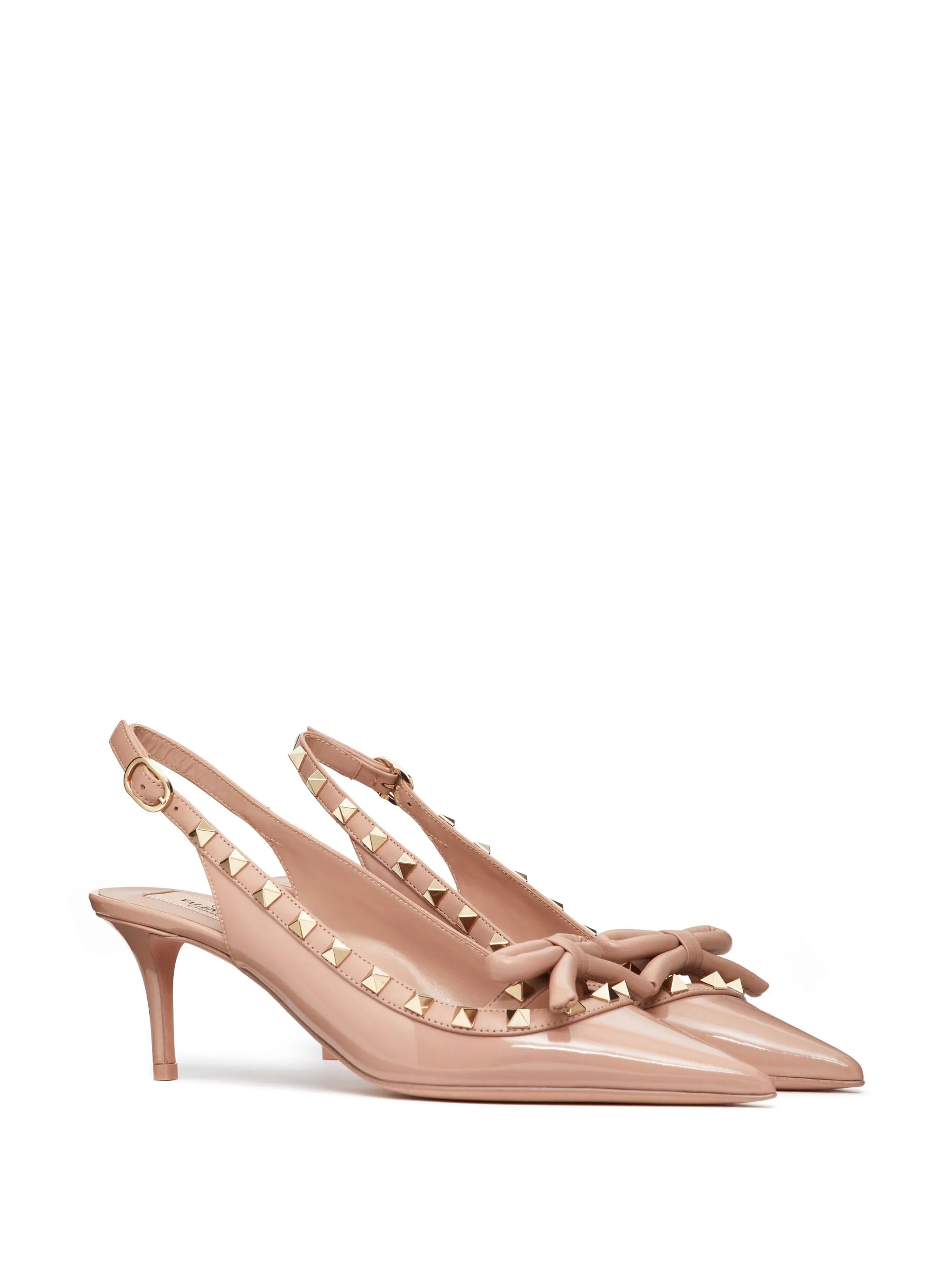 60mm Rockstud Bow slingback pumps