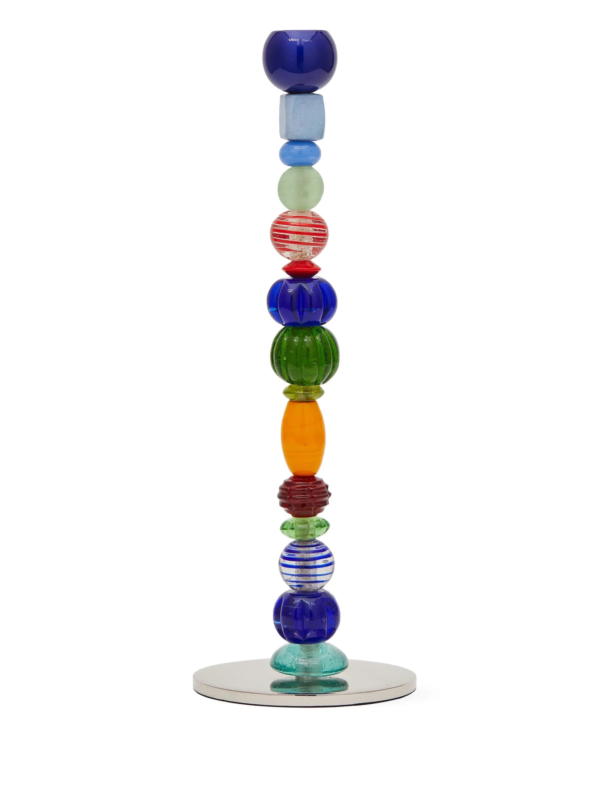 beaded glass candlestick