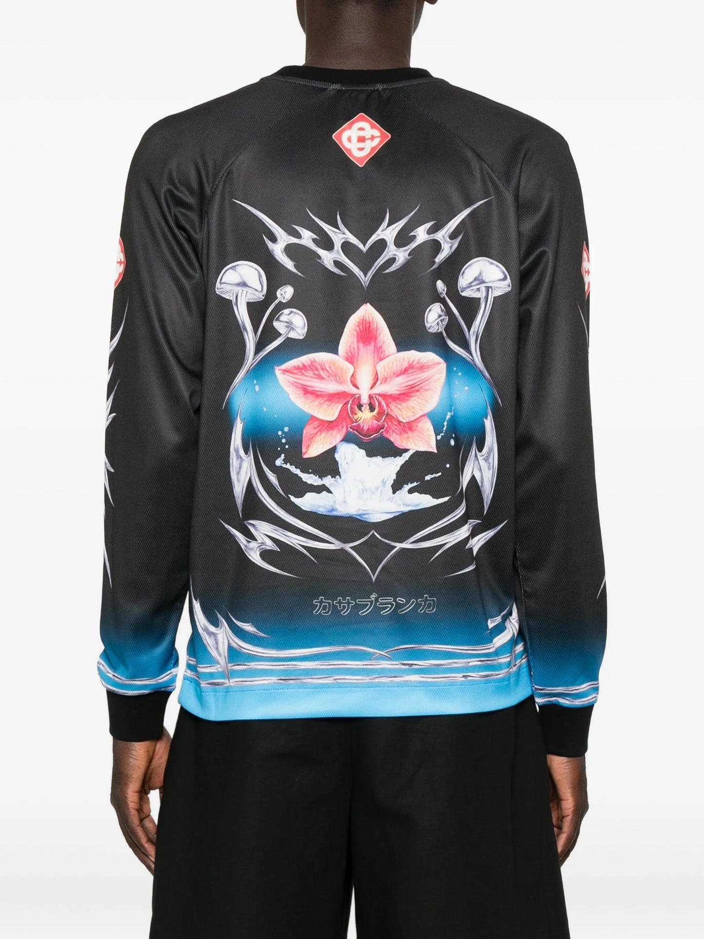 orchid-print football jersey