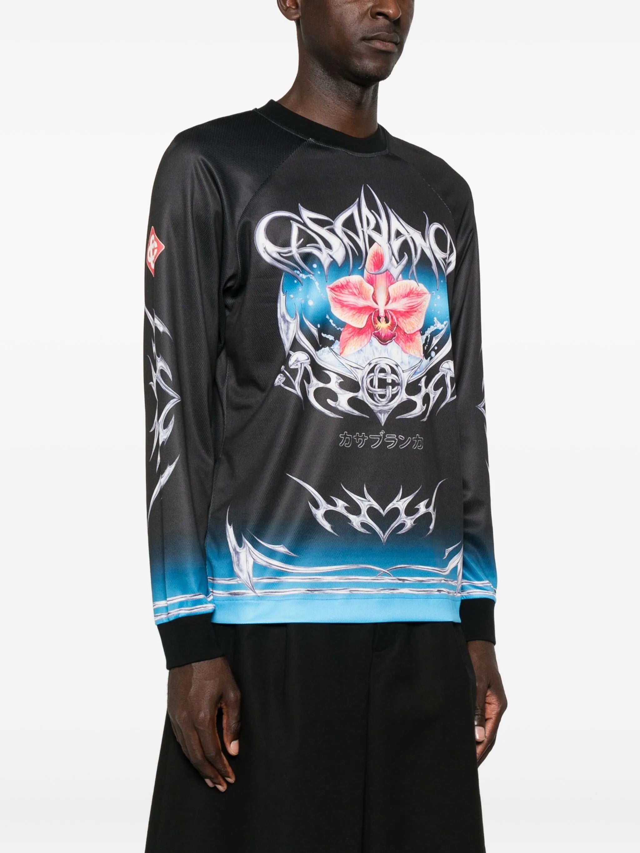 orchid-print football jersey