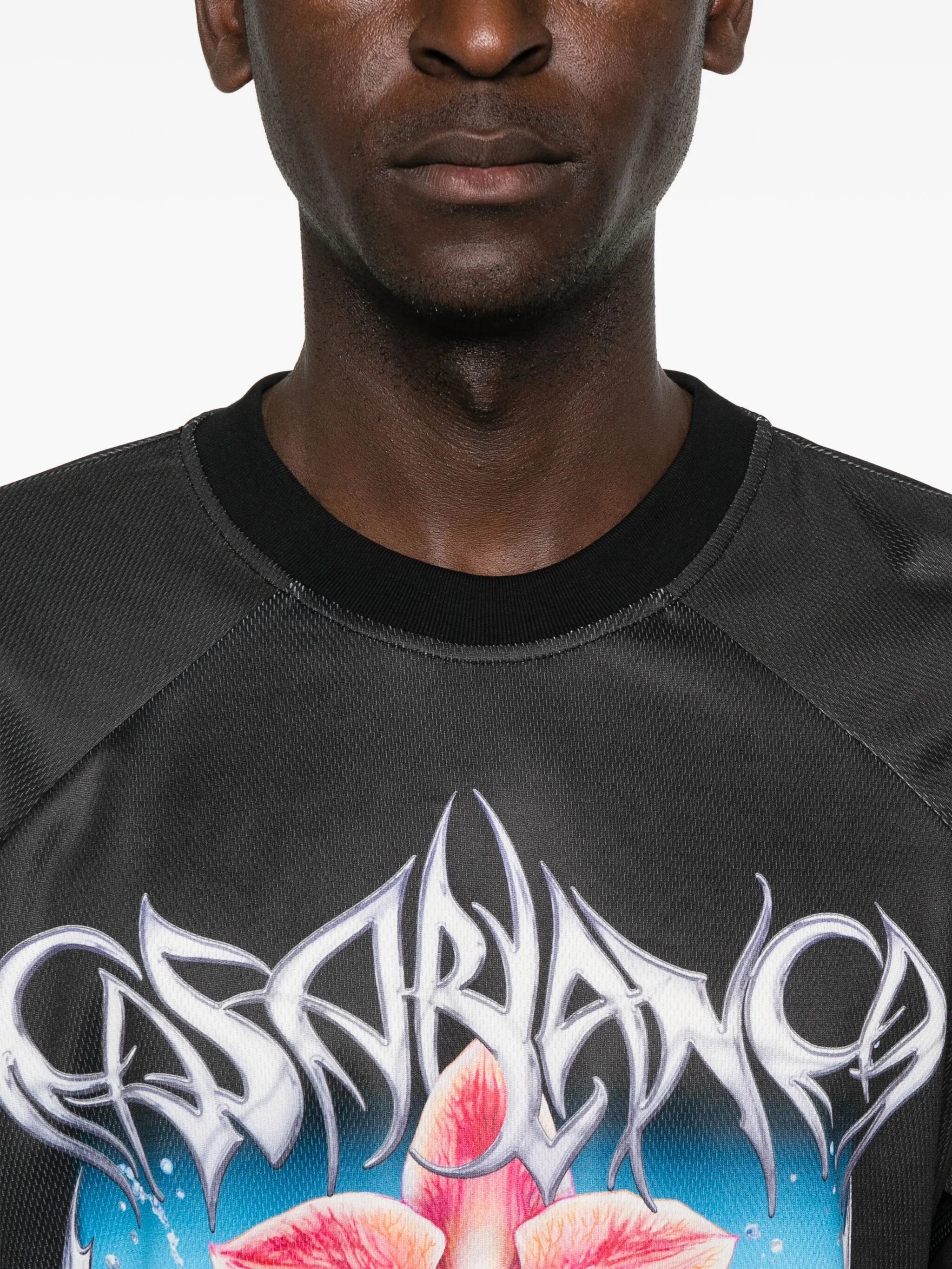 orchid-print football jersey