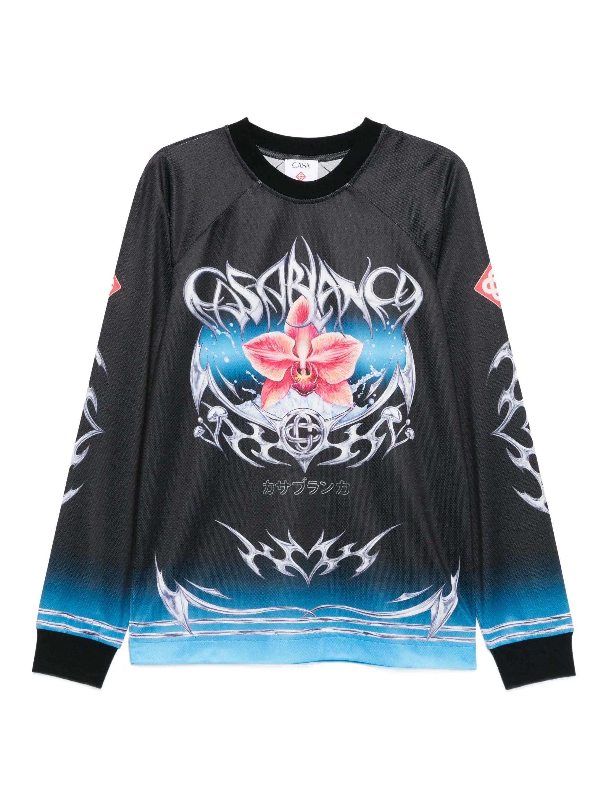 orchid-print football jersey