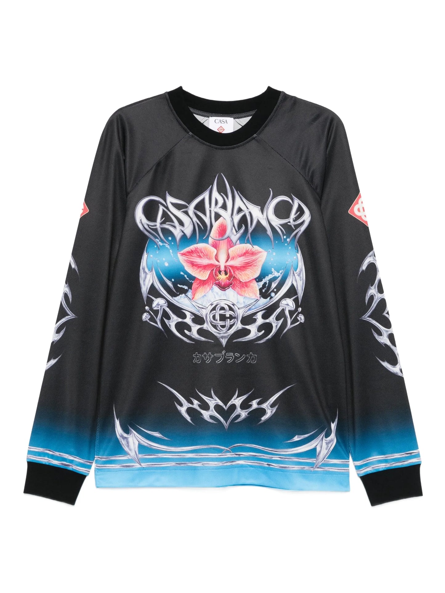 orchid-print football jersey