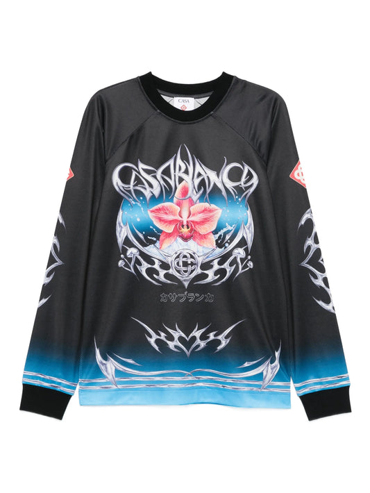 orchid-print football jersey