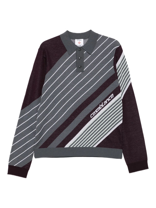 diagonal-stripe polo shirt