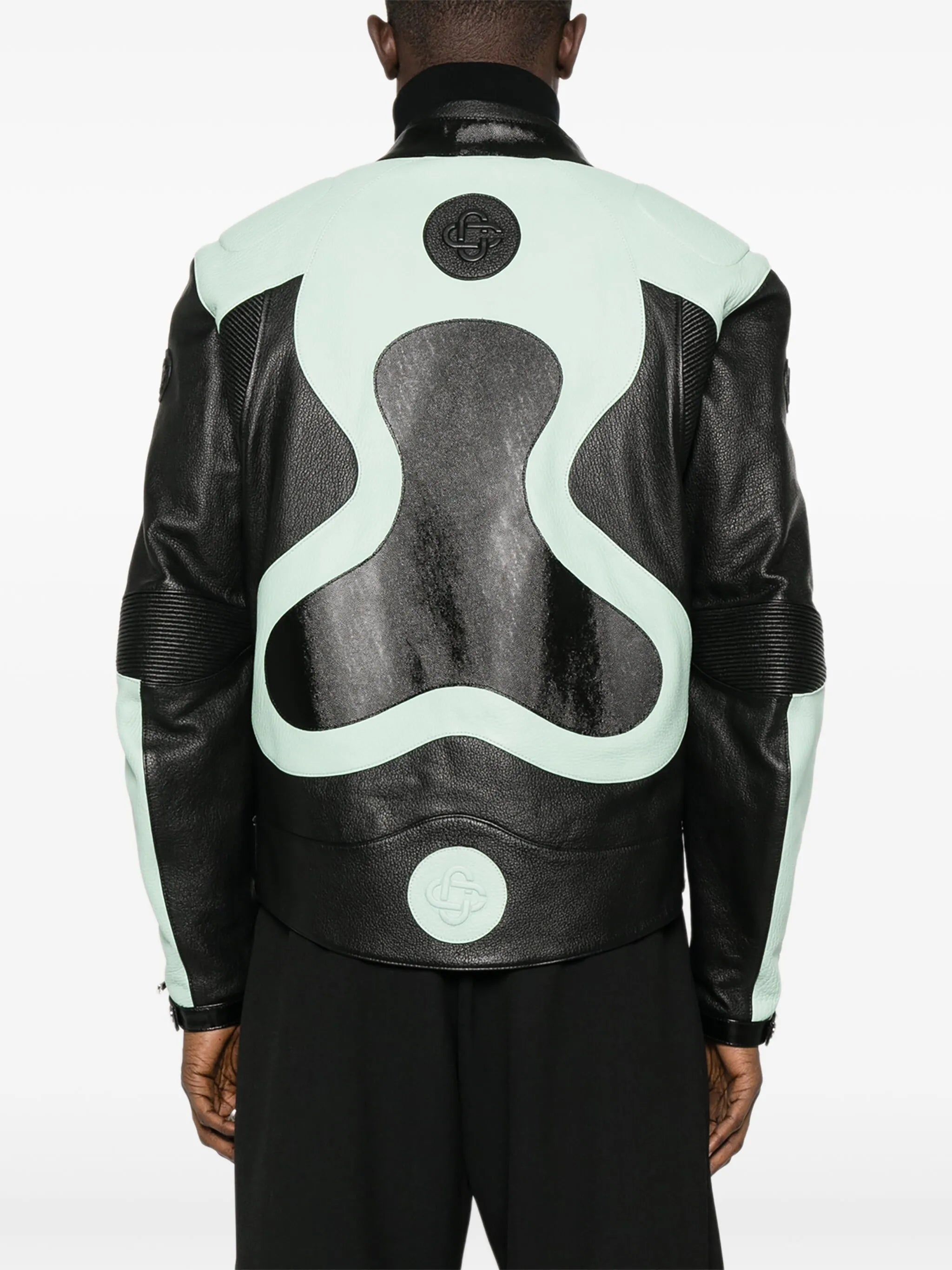 panelled leather jacket