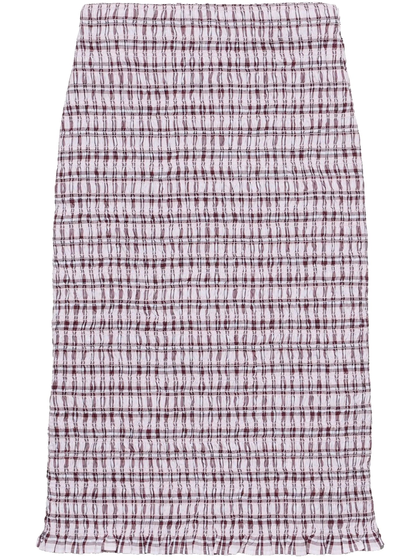 checked cotton midi skirt