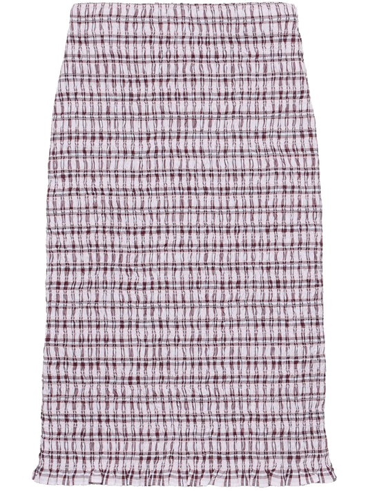 checked cotton midi skirt